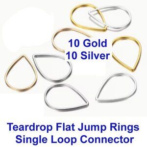 Teardrop Flat Jump Rings  Single Loop Connector  20 Pcs